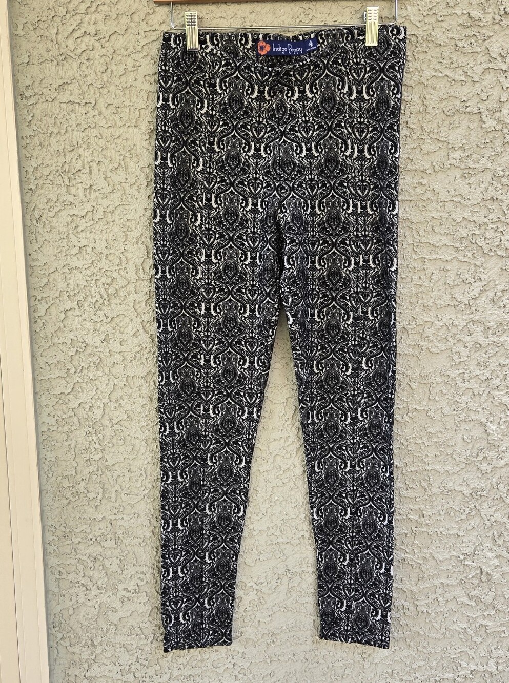 Indigo Poppy Black & White Printed  Leggings